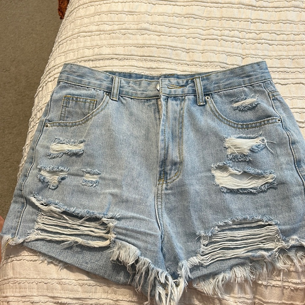 Light wash jean shorts